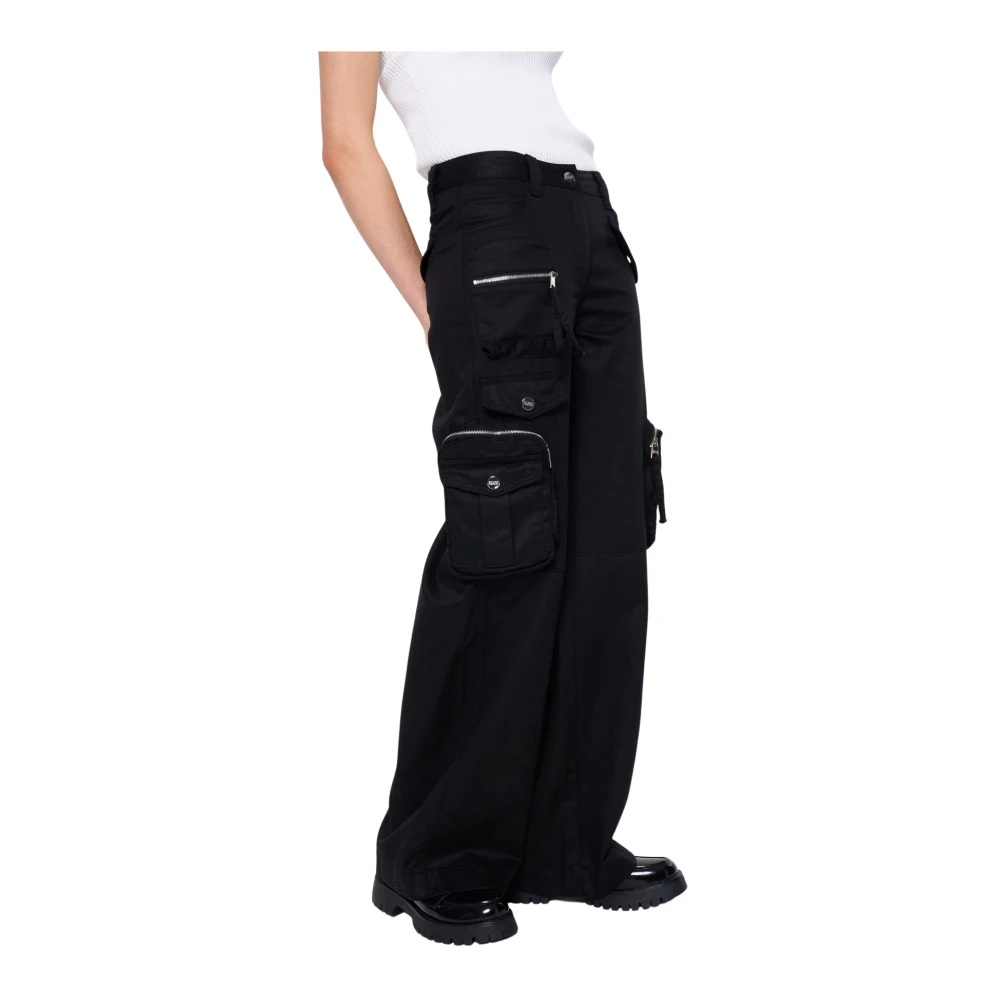 Silvian Heach Black Cargo Trousers - Female - Wide Trousers - S - Trousers