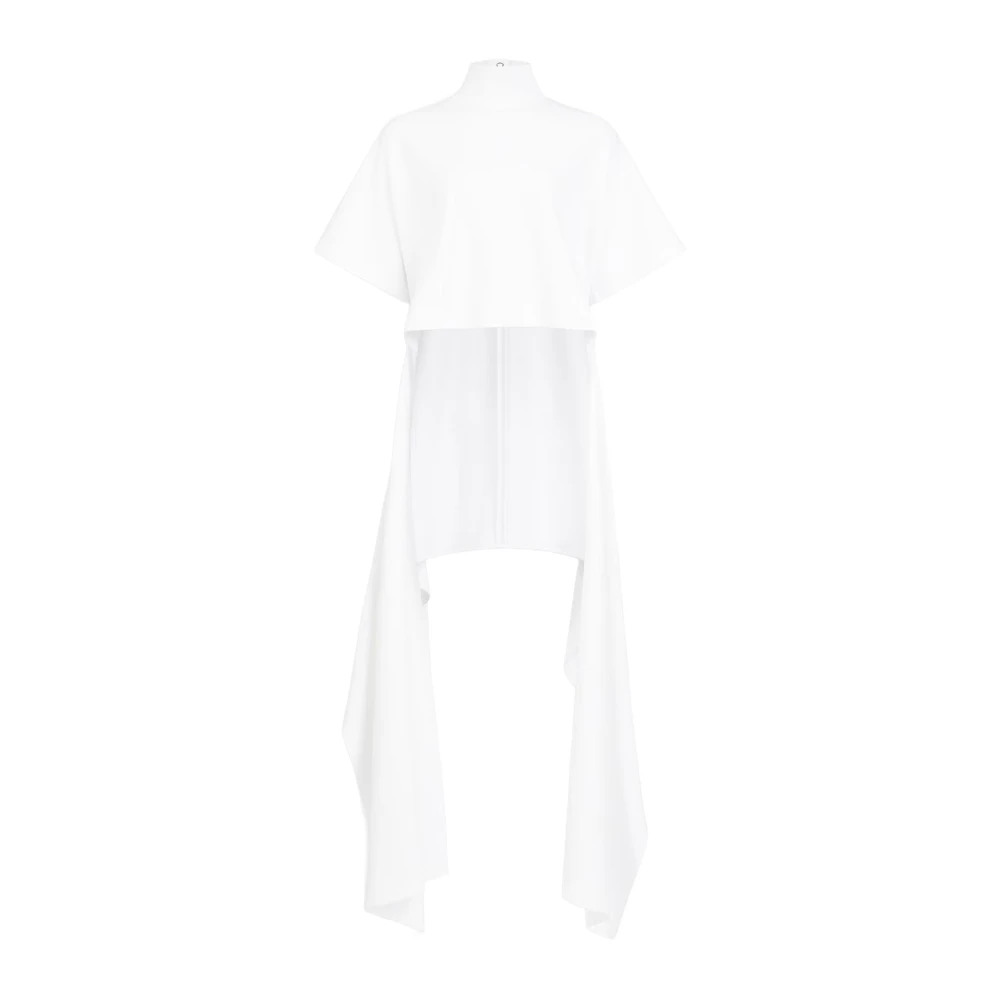 Alaïa White Asymmetric Cotton Jersey T-Shirt - Female - Tunics - 2XS - Blouses & Shirts