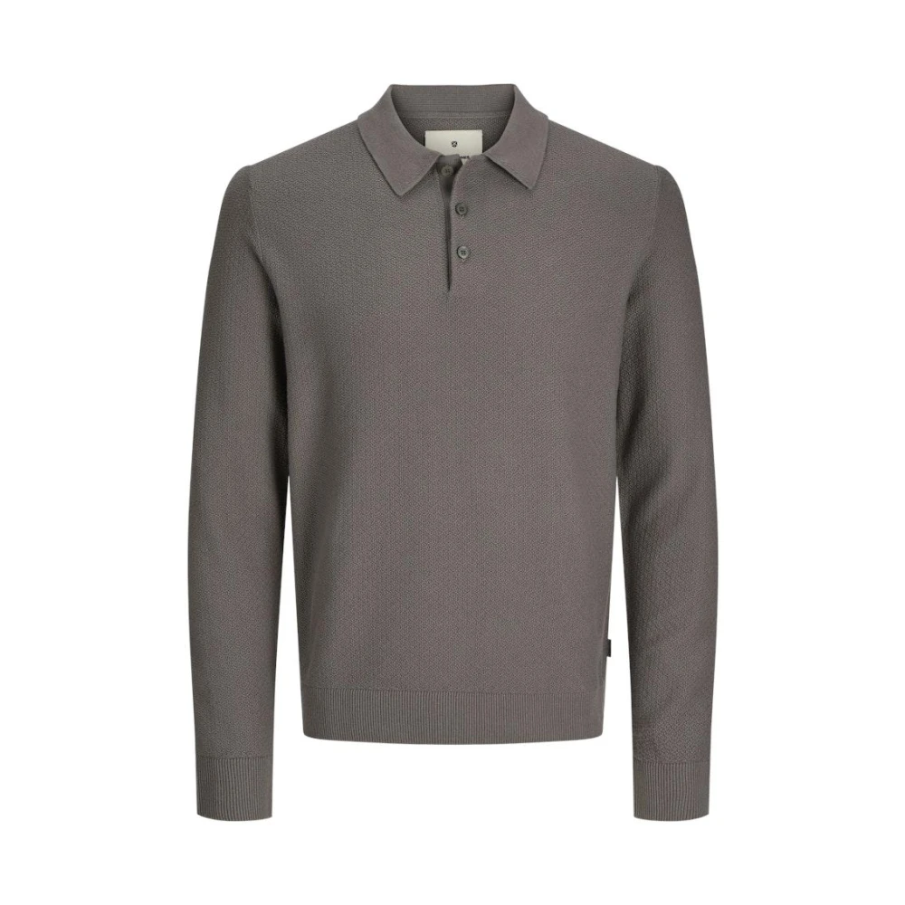 jack & jones Gebreide Polo LS Falcon Multi Gray Heren