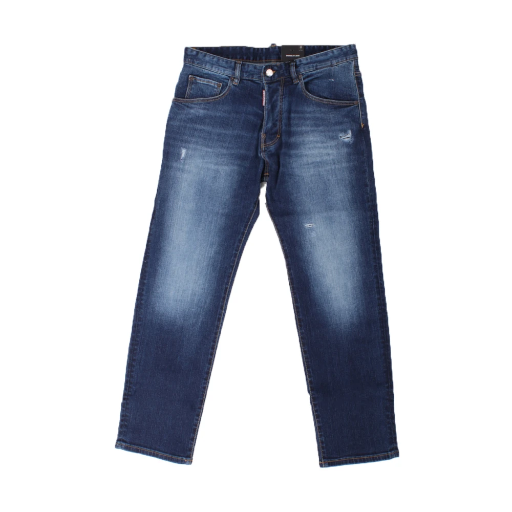 Dsquared2 Blå Unisex Jeans med Dragkedja och Knappstängning Blue, Pojke