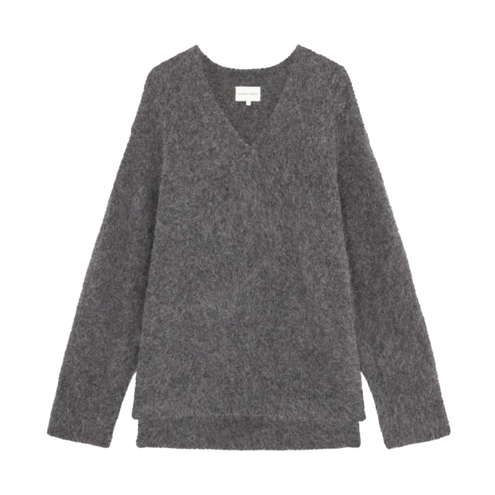 Loulou Studio Houtskool V-Hals Alpaca Sweater Gray Dames