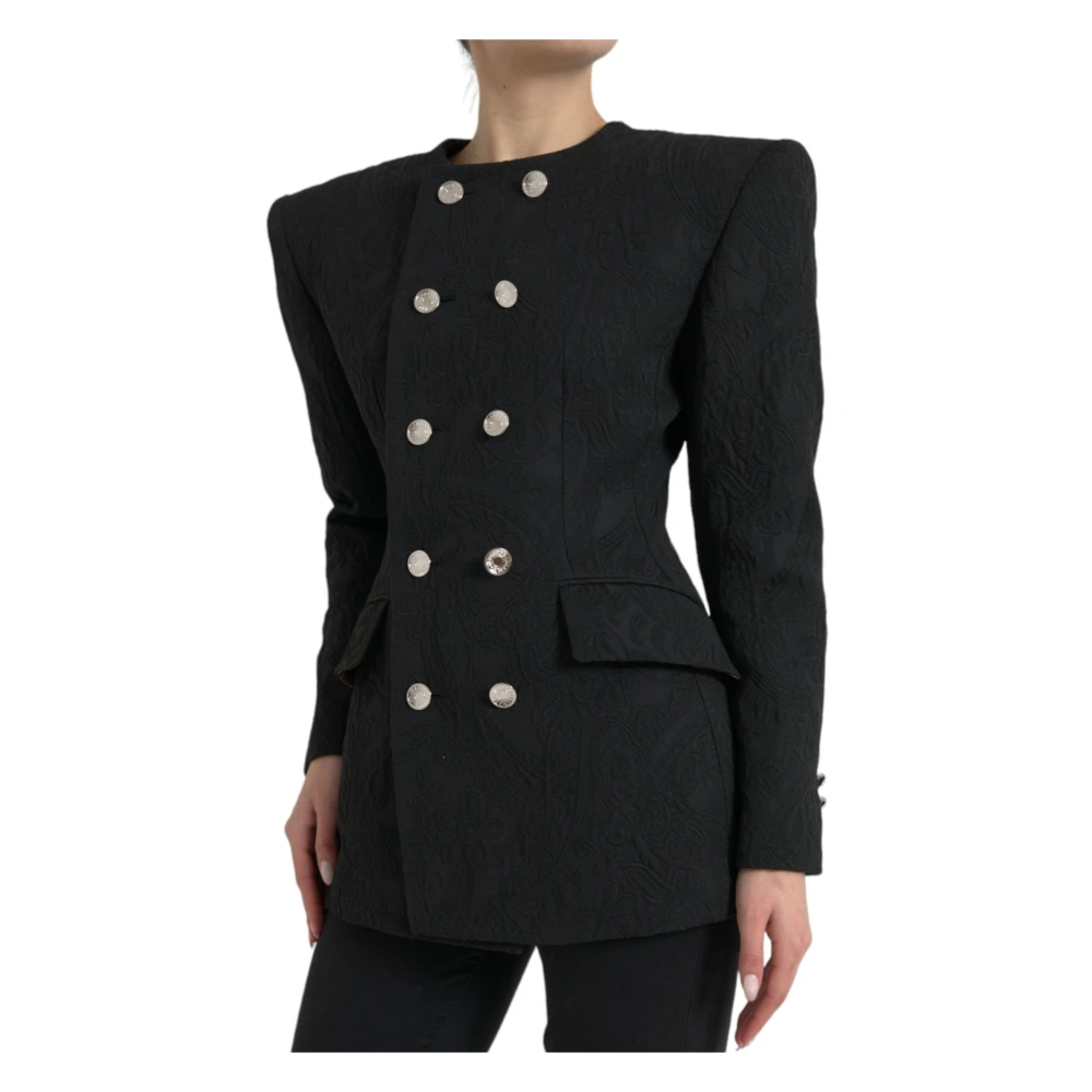 Dolce & Gabbana Elegante dubbelrijige blazerjas Black Dames