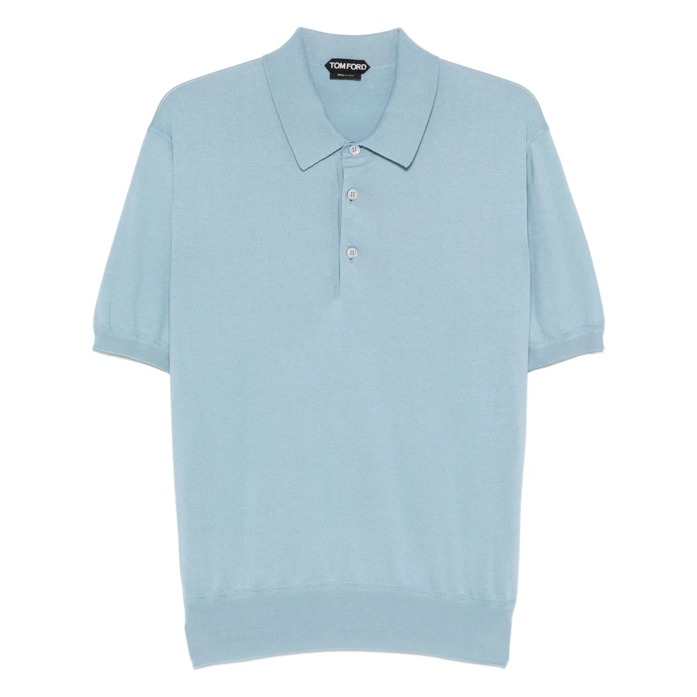 Tom Ford Katoenen poloshirt met 3 knopen Blue Heren