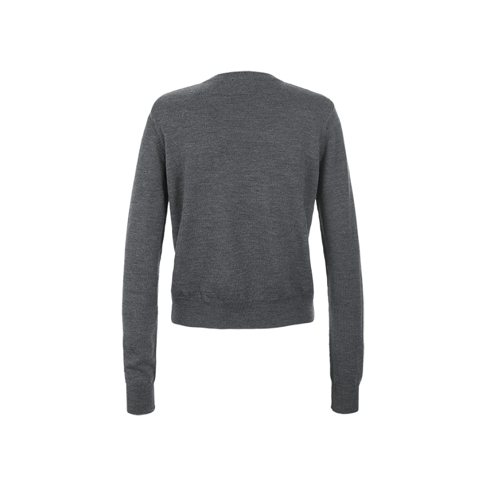 RIANI Donkergrijze Merino wollen trui met logo borduursel Gray Dames