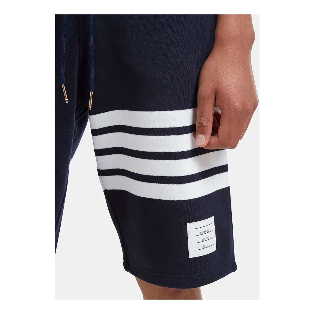 Thom Browne Jersey Sweat Shorts met Four Bar Motif Blue Heren