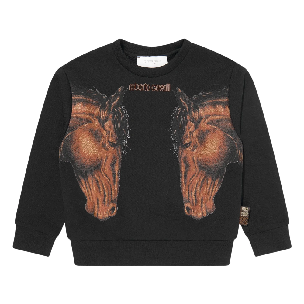 Roberto Cavalli Black Boys Horses Sweatshirt - Male - Kids Sweatshirts - 4 Y - Kids