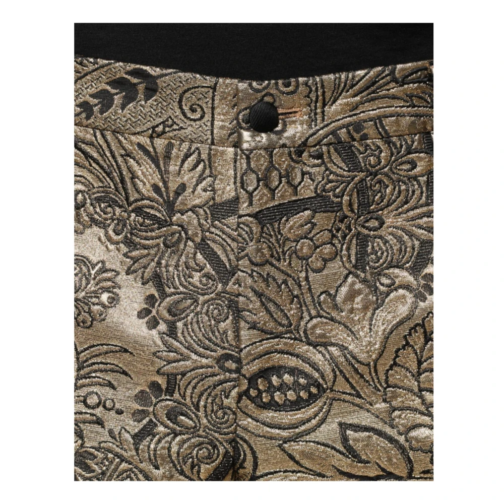 Dolce & Gabbana Gouden Bloemen Jacquard Pantalon Yellow Heren