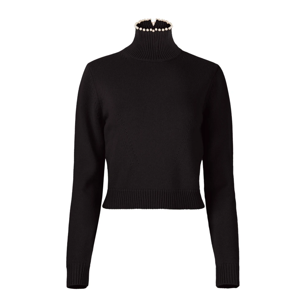 Sort Perlestrikket Turtleneck