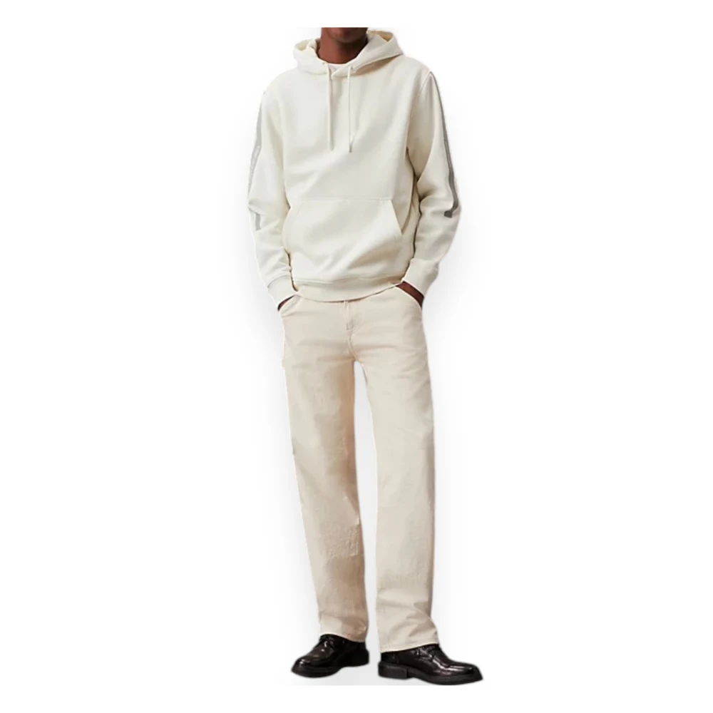 Calvin Klein Logo Tape Hoodie White Heren