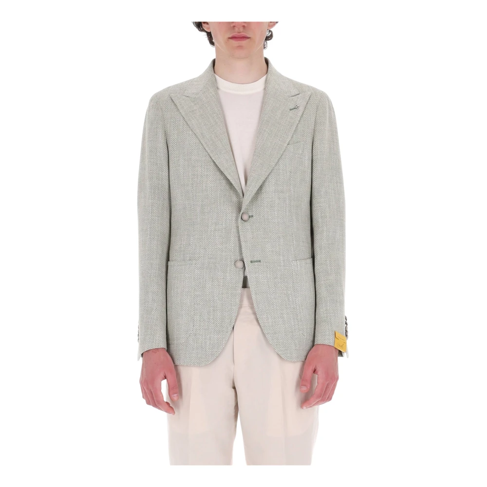 Tagliatore Men's Green Blazers, Xl, Giacca Resca Pino Lerario In Lana-Lino-Cotone Tessuto C. Barberis Canonico