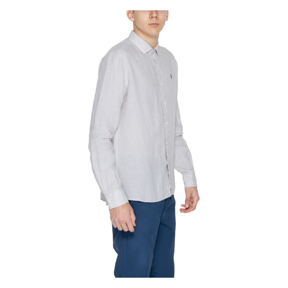 U.s. Polo Assn. Grijze Linnen Klassieke Shirt Lente Zomer Gray Heren