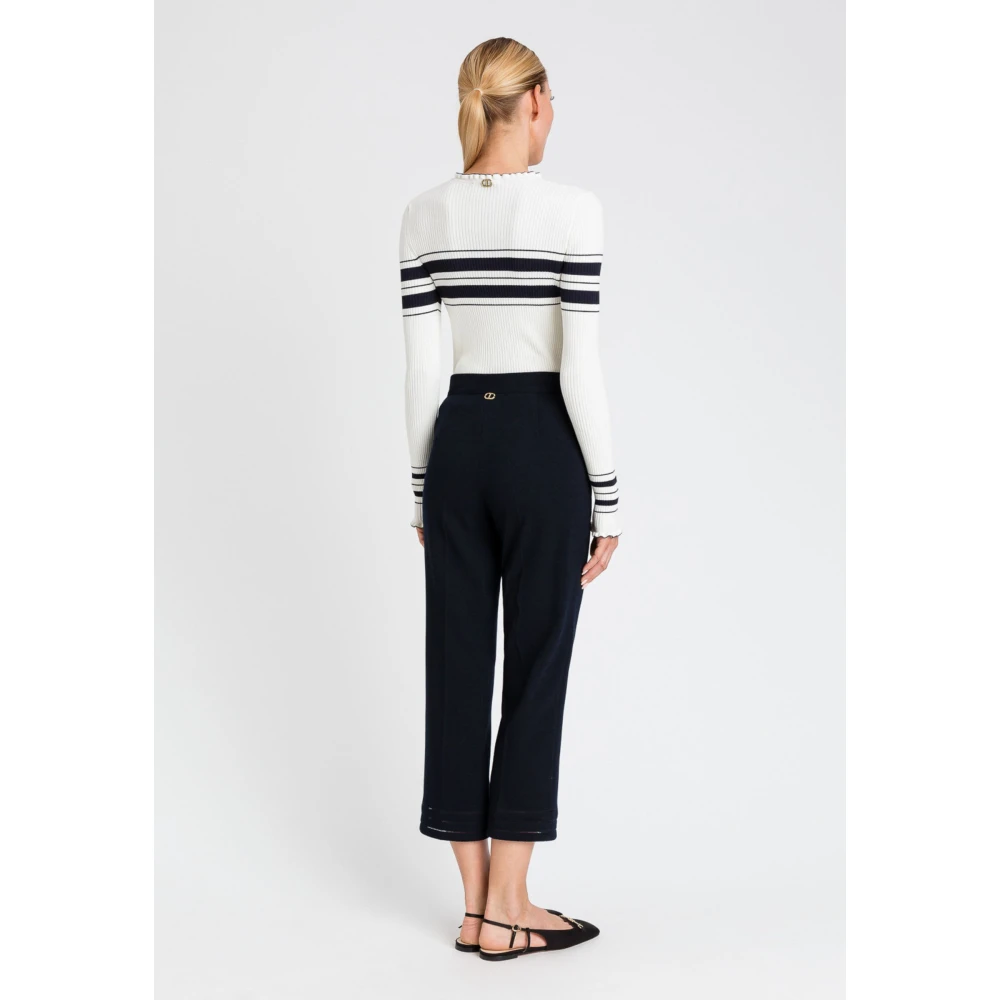 Twinset Blauwe geborduurde broek Blue Dames