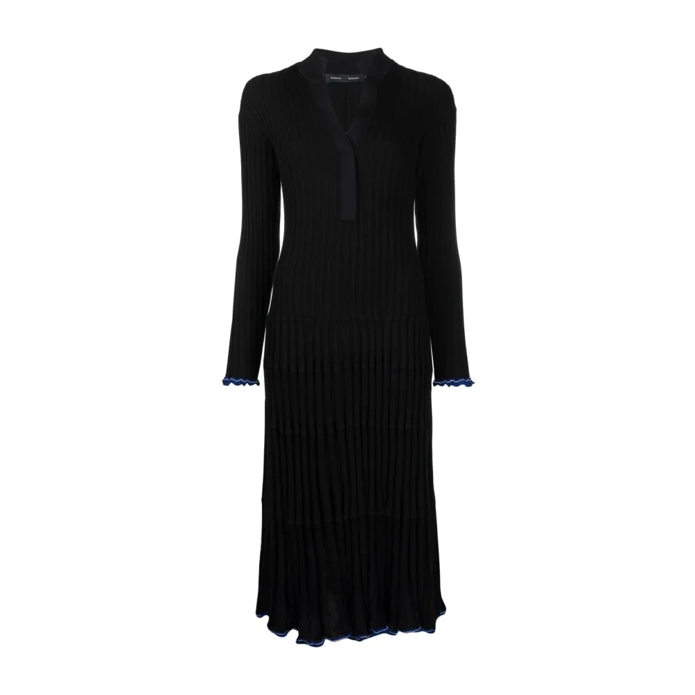 Proenza Schouler Zijde Kasjmier Zwarte Midi Jurk Black Dames