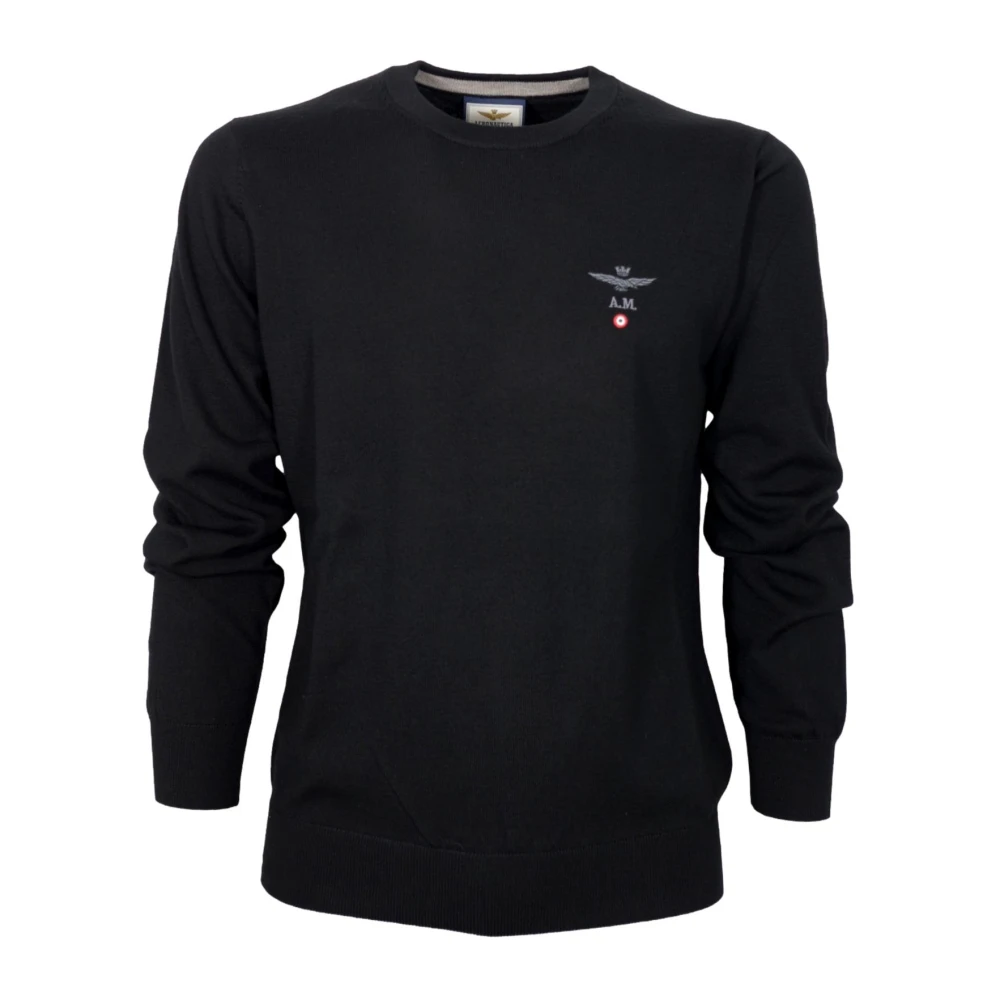 Aeronautica Militare Men's Black Sweatshirts, 2XL, Versatile Casual Wool Jumper In