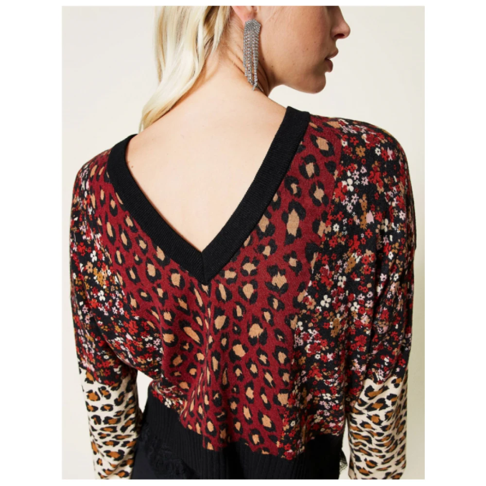 Twinset Leopard Bloemen Cardigan Set Multicolor Dames