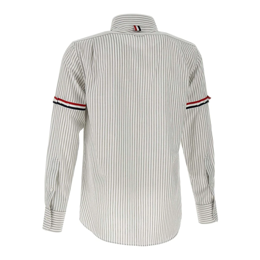 Thom Browne Gestreept Madras Katoenen Overhemd Grijs Gray Heren