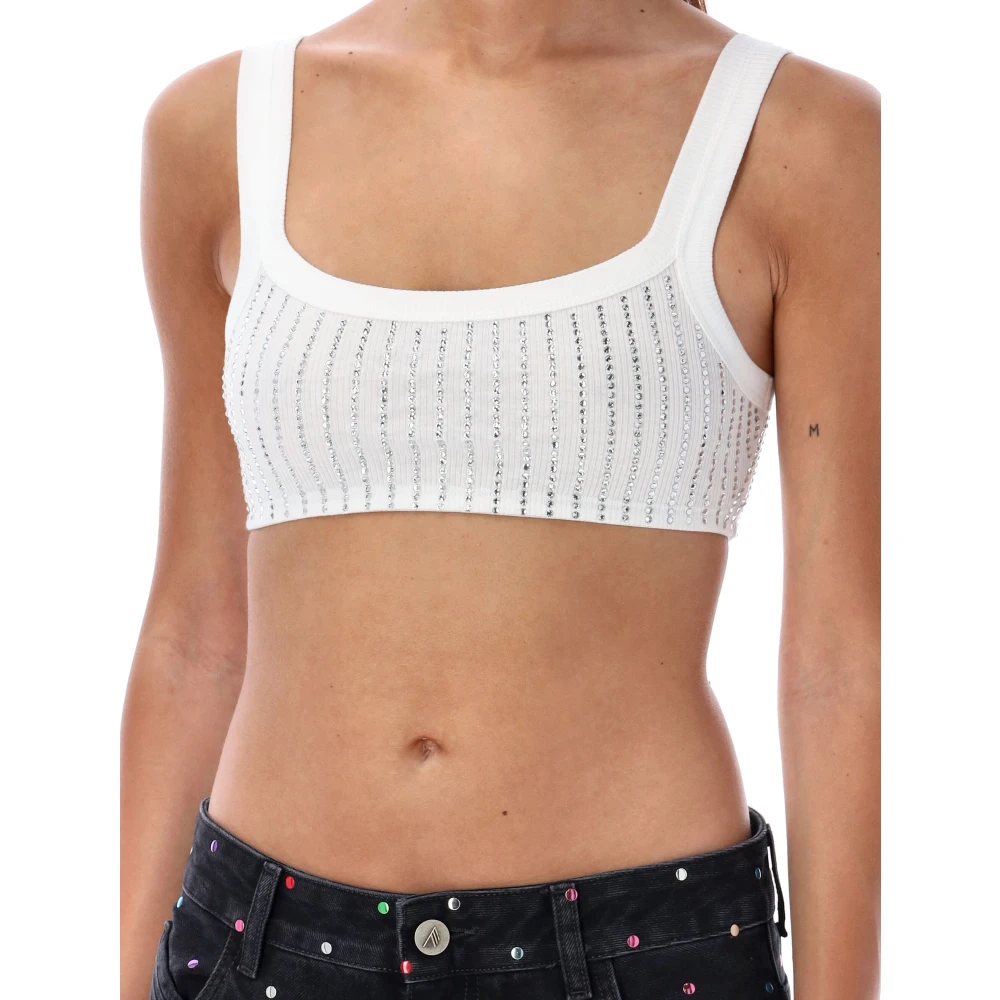 The Attico Kristal Ribgebreide Topkleding Wit White Dames