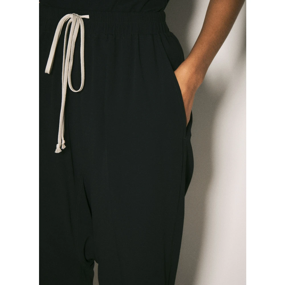 Rick Owens Stain Weave Cropped Broek met Trekkoord Black Dames