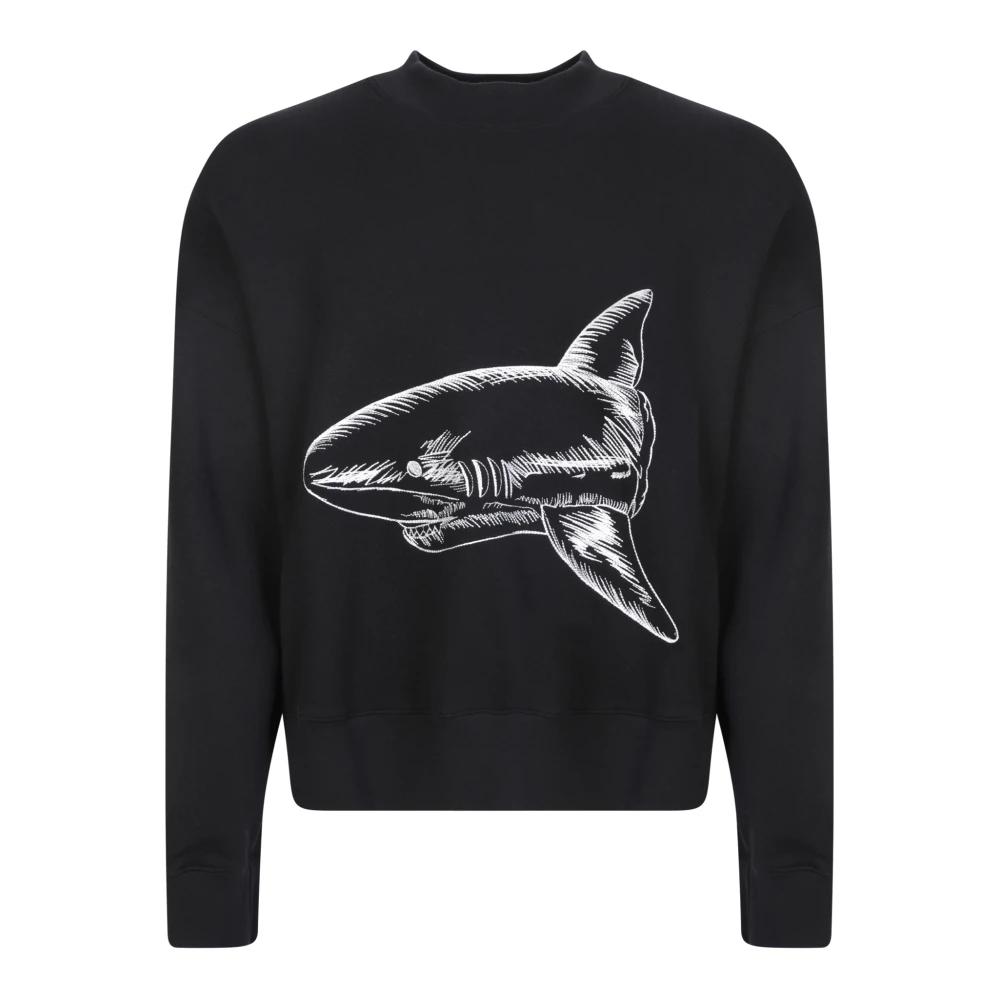 Palm Angels Black Sweatshirts, Male, S, Shark Print Sweatshirt Ss23
