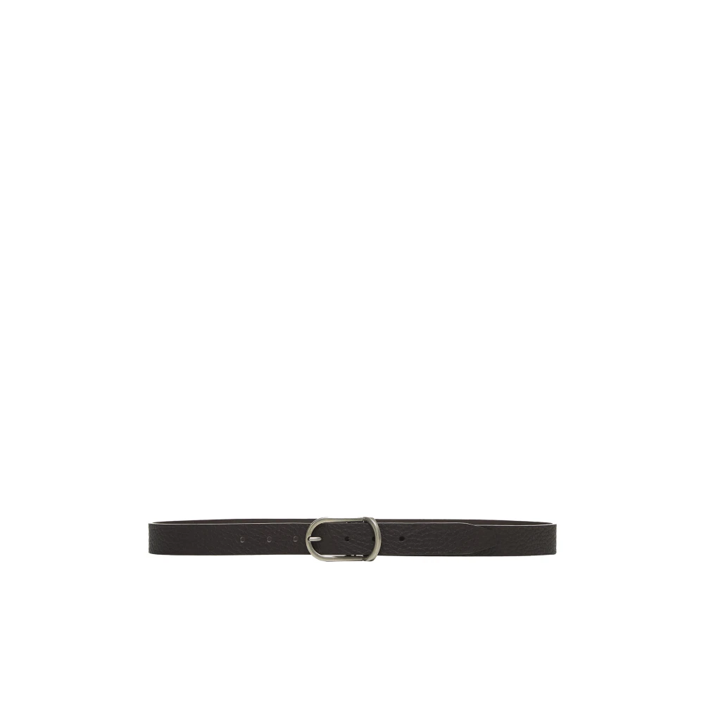 BRUNELLO CUCINELLI Bruin Leren Riem met Zilveren Gesp Brown Heren