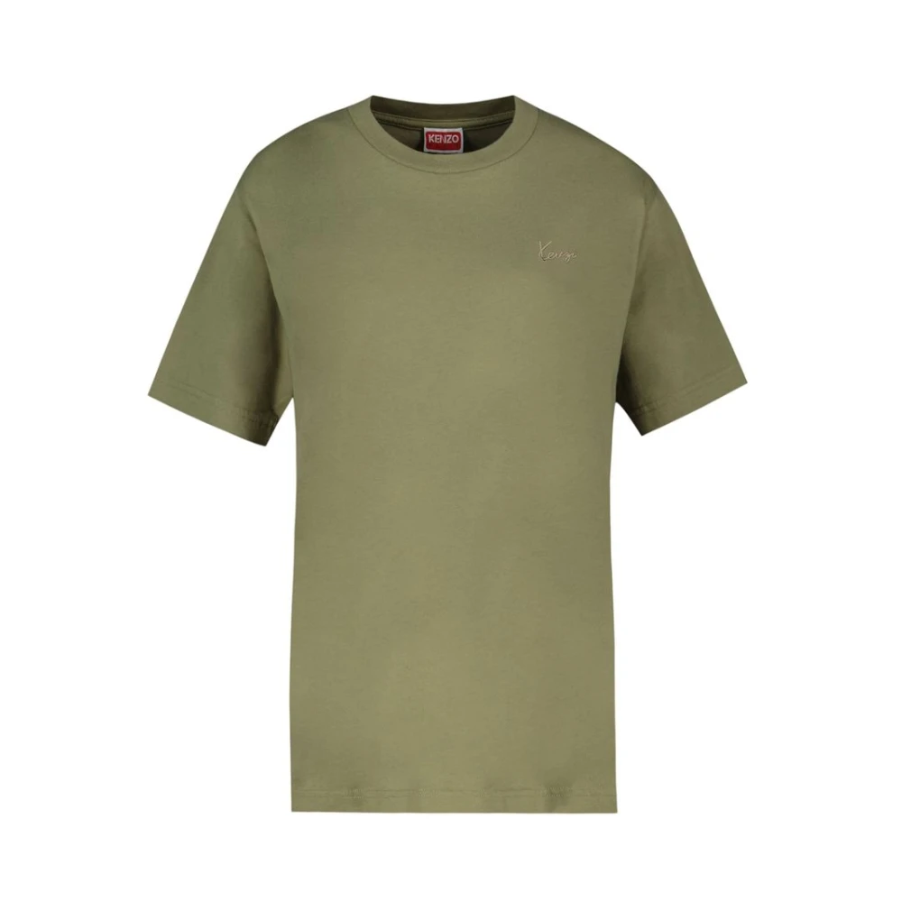 Kenzo Men's Green T-Shirts, S, Signature Embroidered T-Shirt