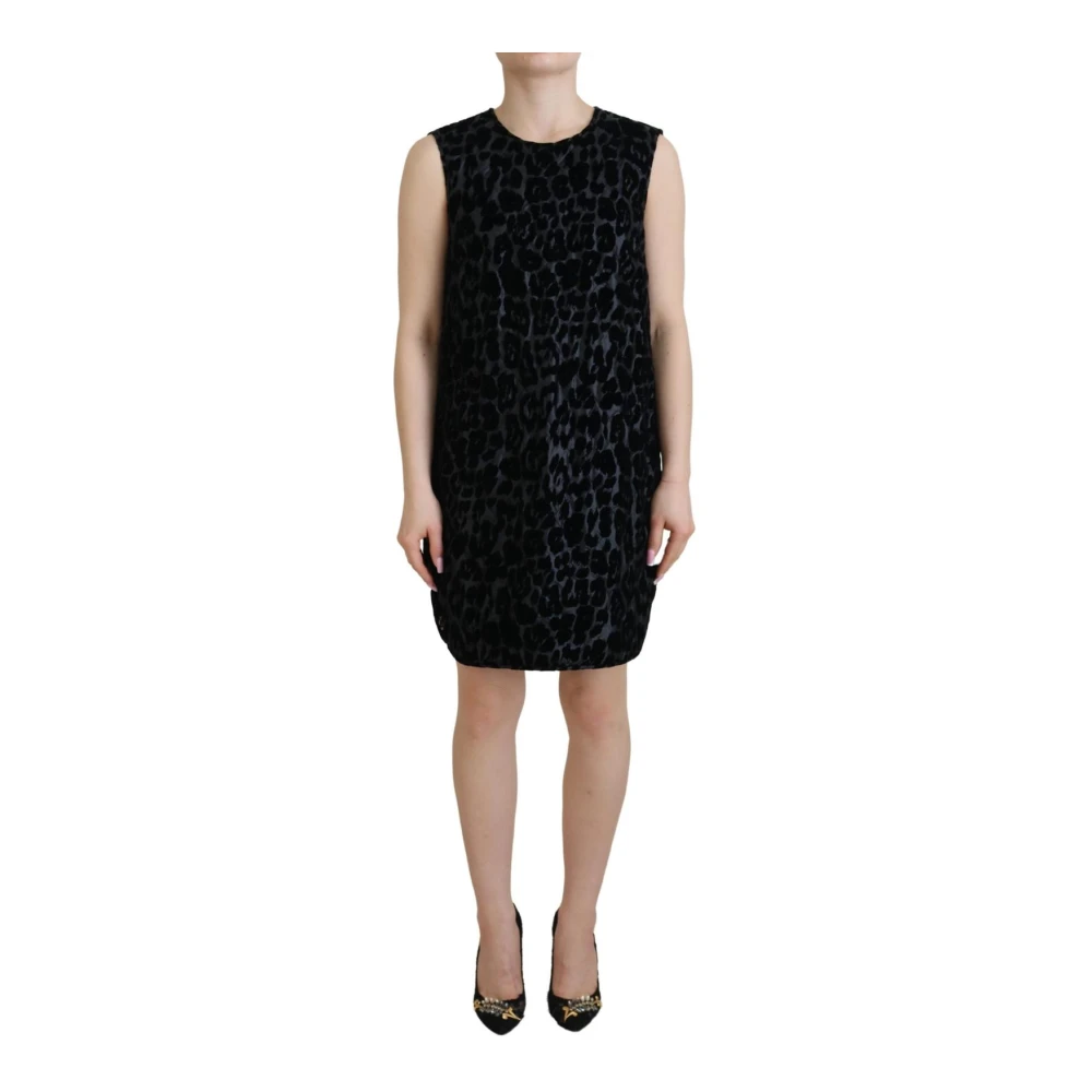 Dolce & Gabbana Women's Black Leopard Print Mini Dress Sleeveless