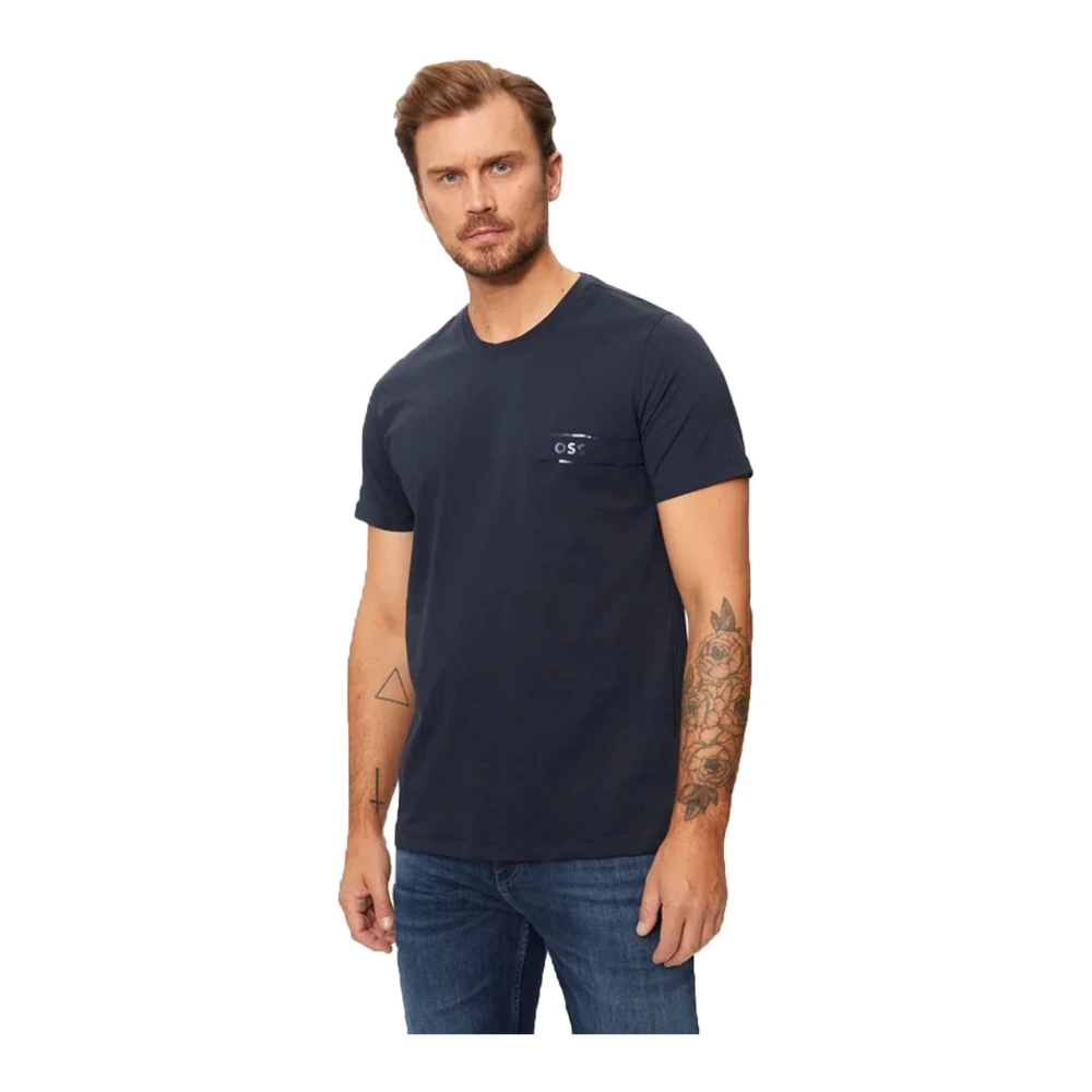 Hugo Boss Regular Fit Katoenen T-shirt Blauw Blue Heren