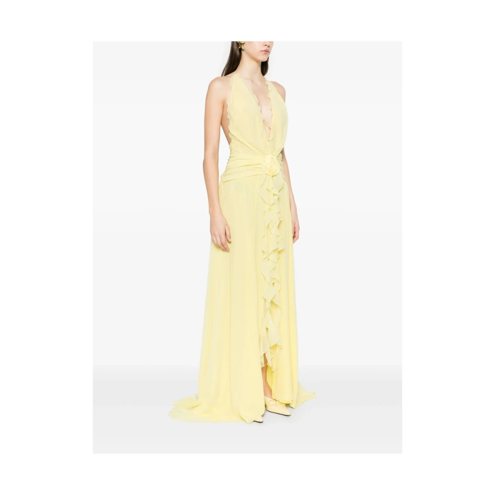 Blumarine Gele Halternek Jurk met Sjerp Detail Yellow Dames