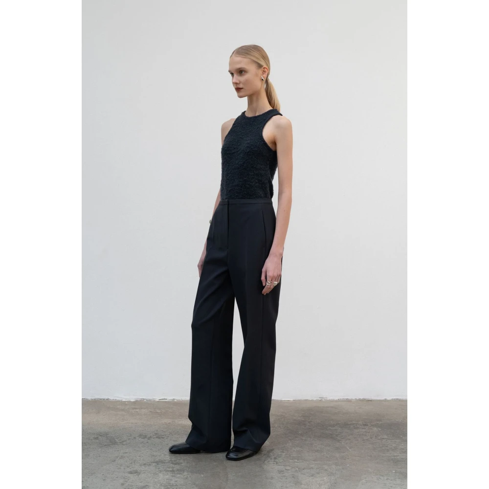 LOW Classic Roomwit Merino Wol Bouclé Gebreide Top Black Dames
