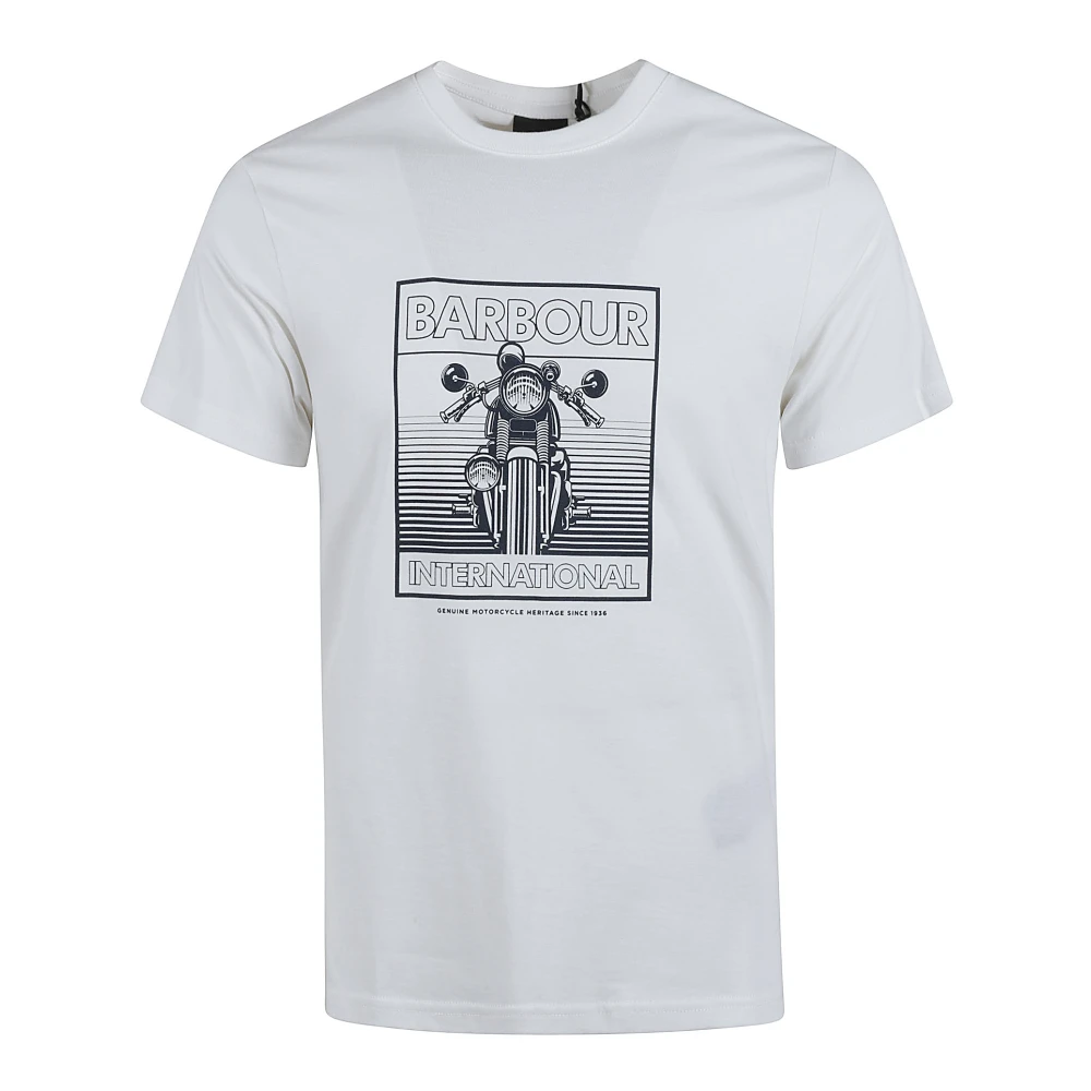 Barbour Grafisch Katoenen T-shirt Wit Korte Mouw White Heren