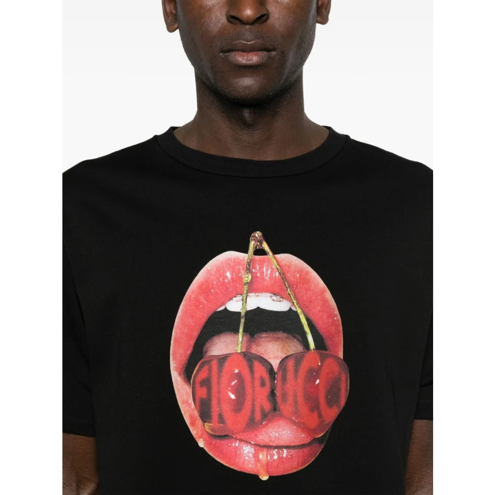 Fiorucci Zwart Mond Logo T-shirt Black Heren