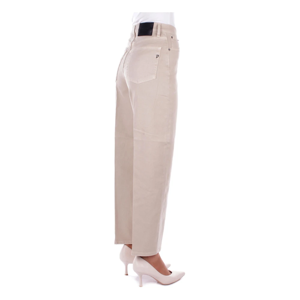 Dondup Beige Broek met Logo Rits Sluiting Beige Dames