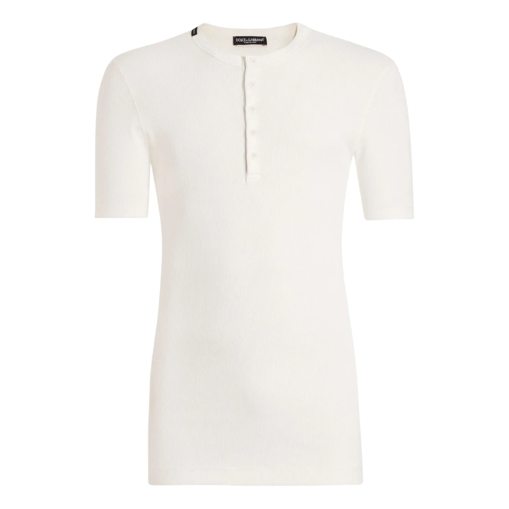 Dolce & Gabbana Mannelijk Wit Tops Heren, S, Ribgebreide T-Shirt