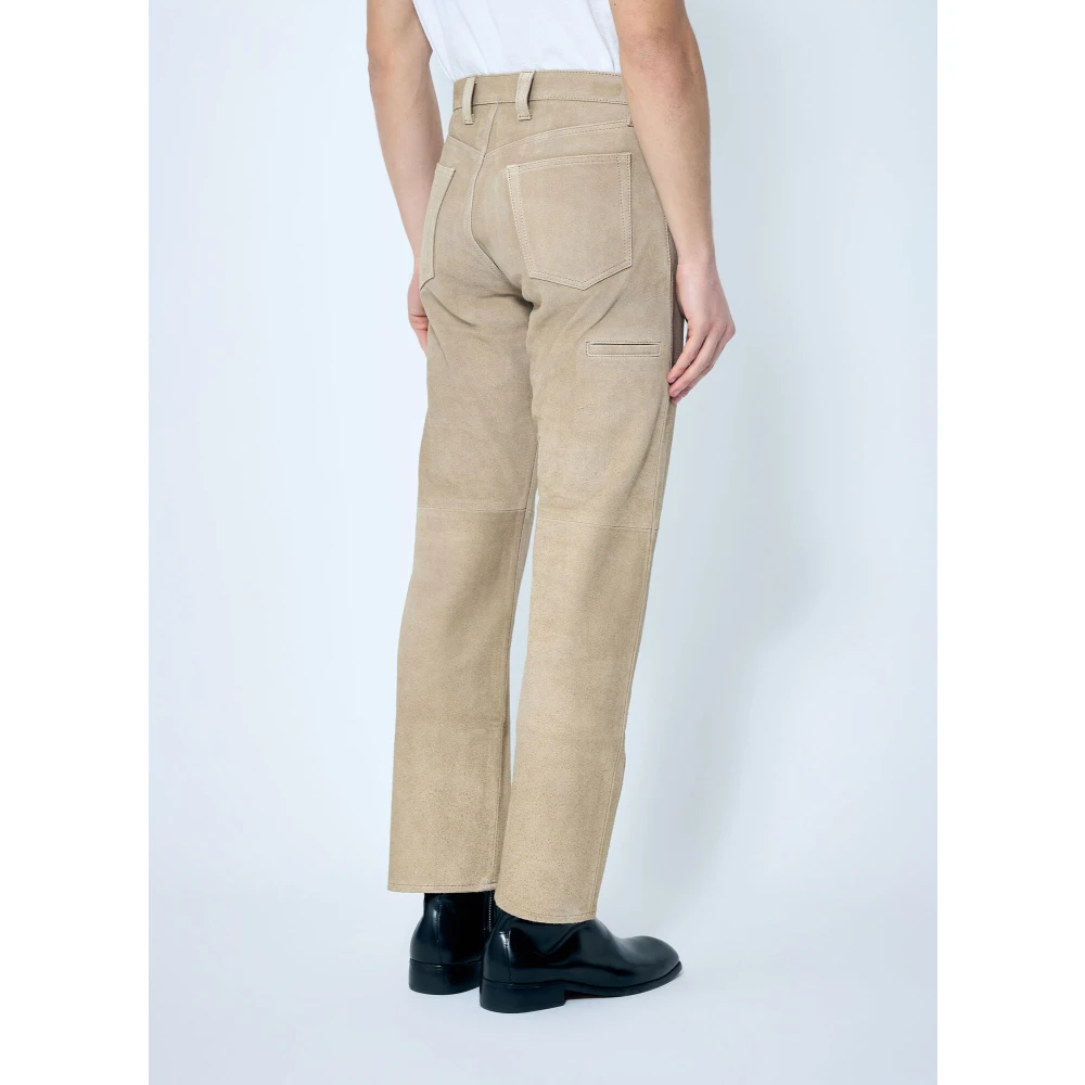 Human Made Logo Print Suède Broek Beige Heren