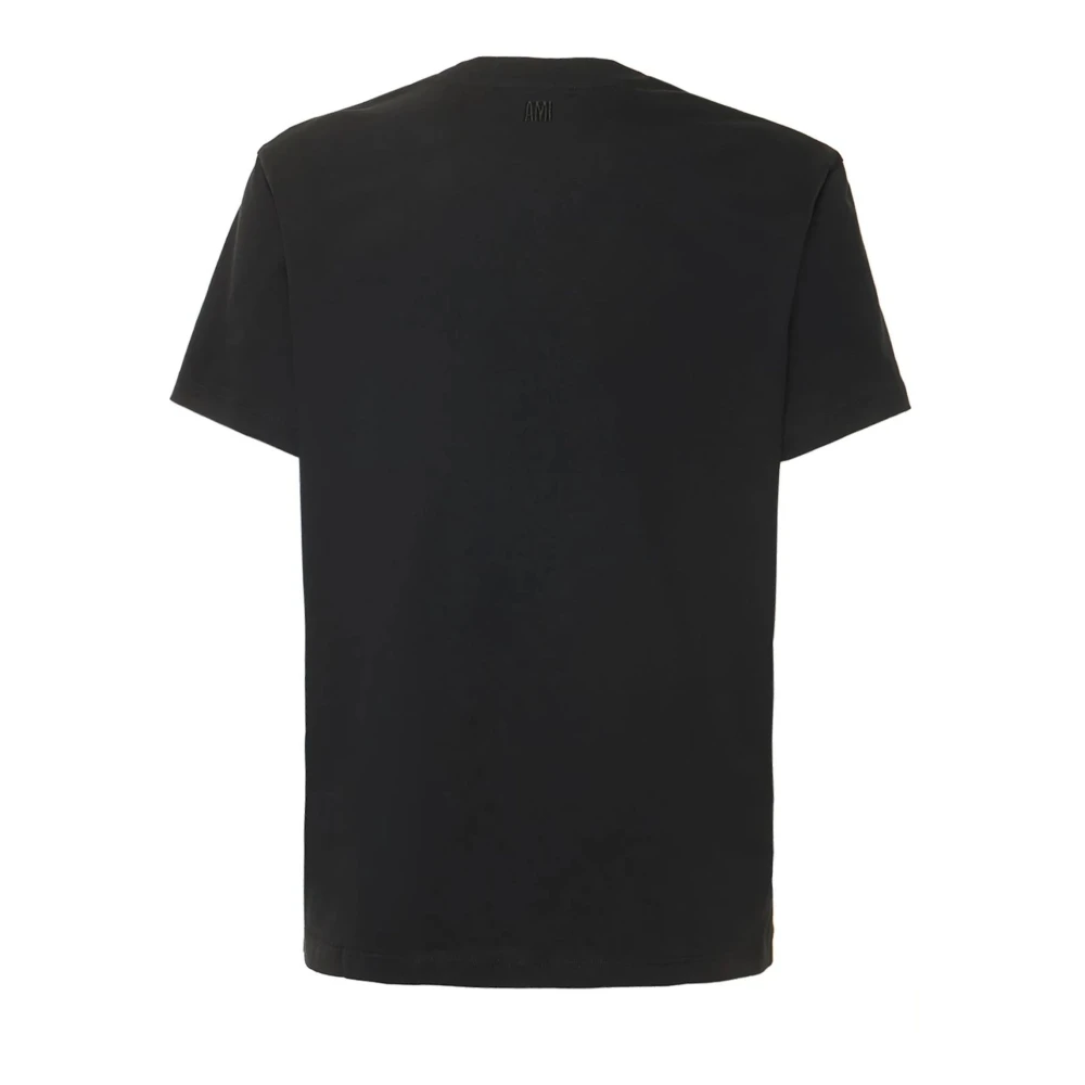 Ami Paris Katoenen T-shirt met Monogrammotief Black Dames