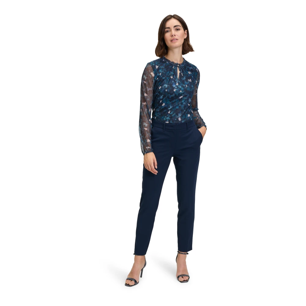 Betty & Co Blouse met gerimpelde halslijn Blue Dames