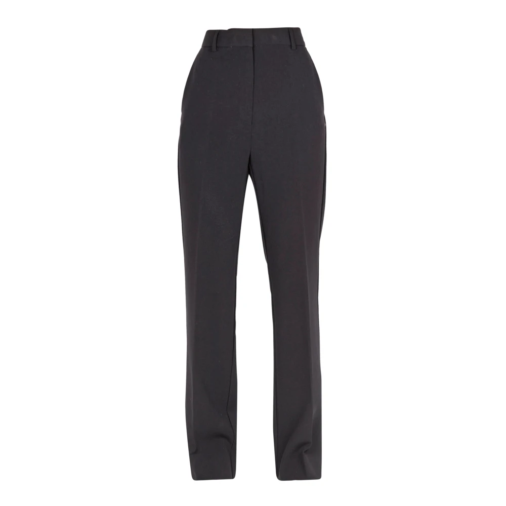 Ottod'Ame Wijde gabardine broek met rechte pijp Black Dames