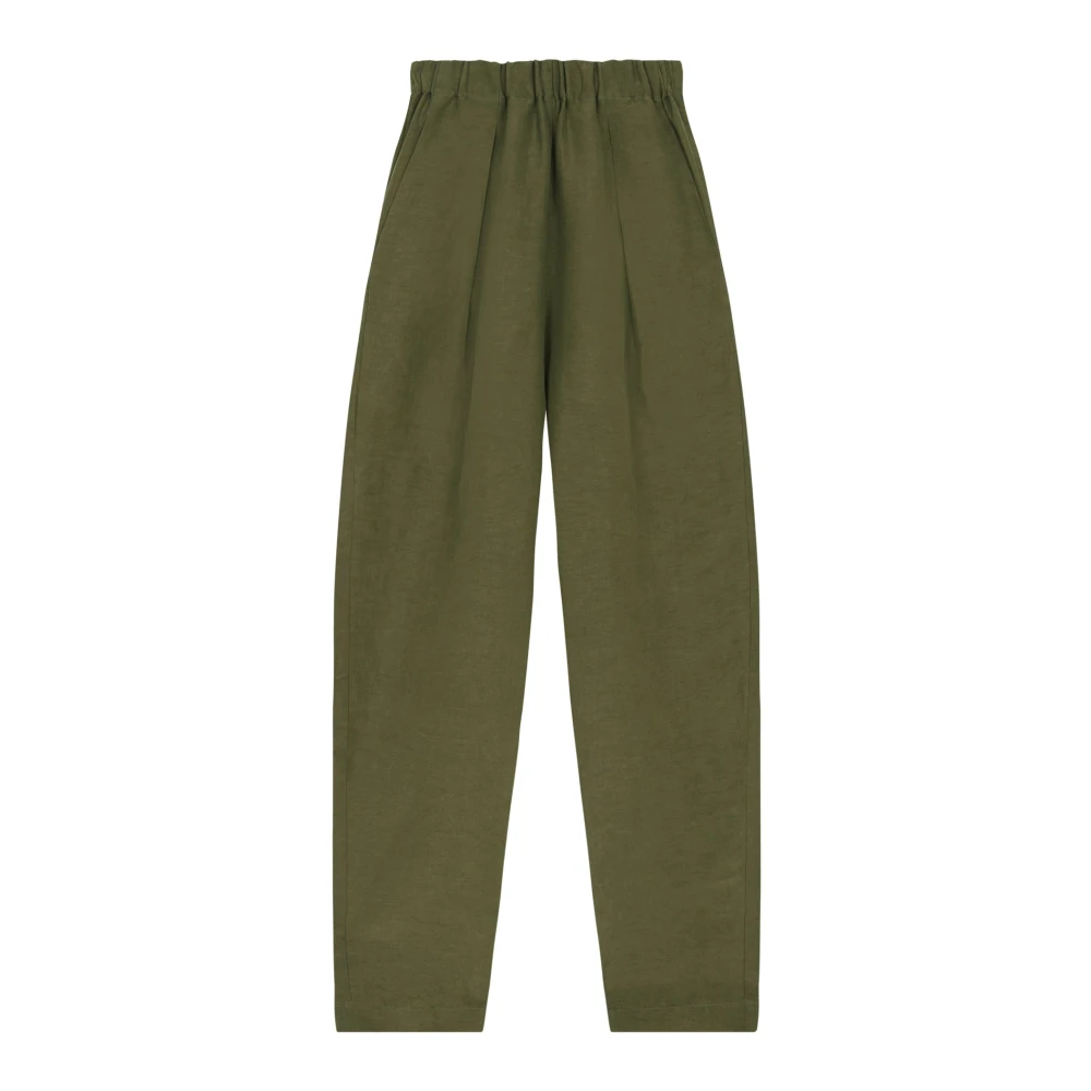 Cortana Green Tapered Trousers, Female, Xs, Ama, Linen And Silk Trousers