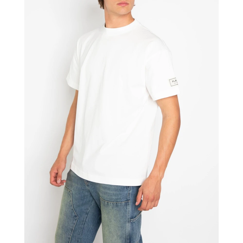 Flâneur Heren Atelier Armpatch T-Shirt Wit White Heren