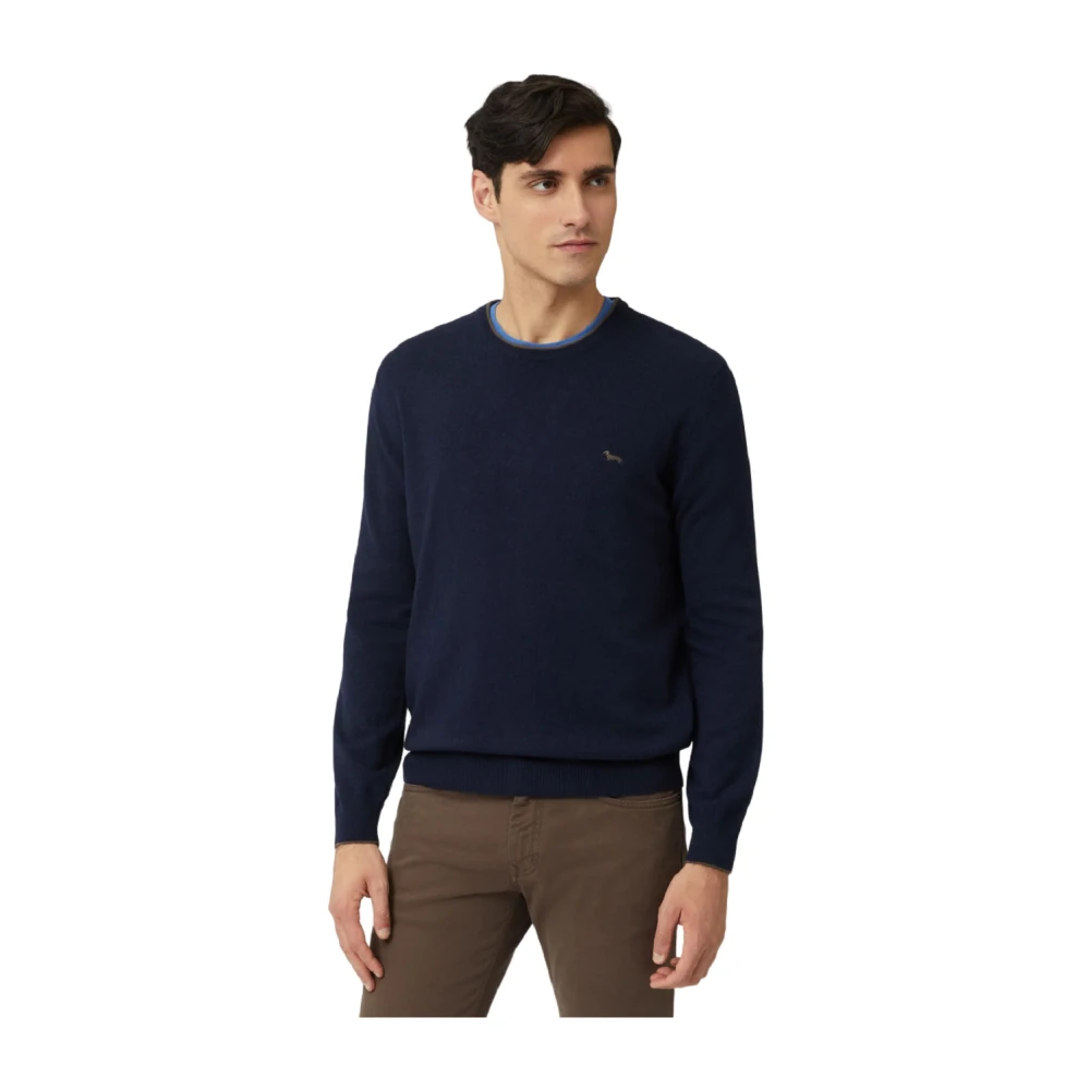 Harmont & Blaine Men's Blue Crew Neck Jumper - Round-Neck Knitwear - 2XL - Knitwear