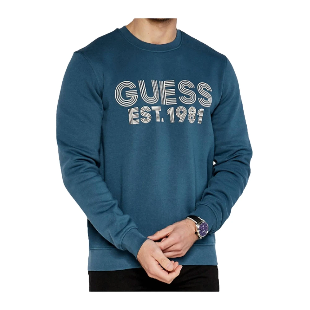 Guess Sweatshirt met ronde hals Blue Heren