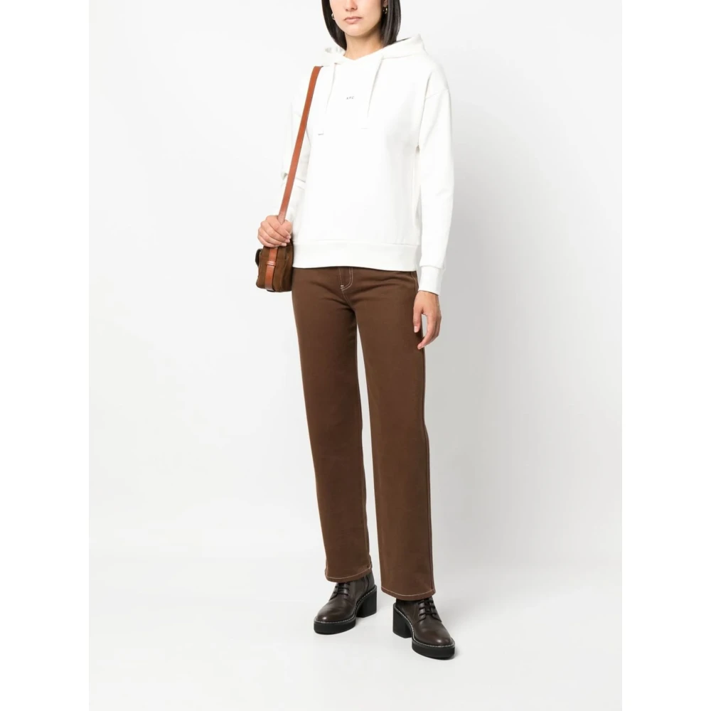 A.p.c. Christina Logo Print Hoodie White Dames