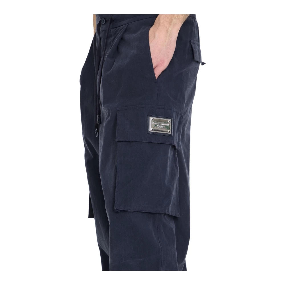 Dolce & Gabbana Cargo Joggingbroek met Logo Plaque Blue Heren