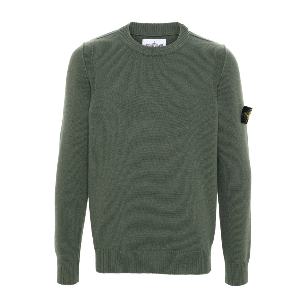 Stone Island Smaragdgrön Ribbstickad Tröja Green, Herr