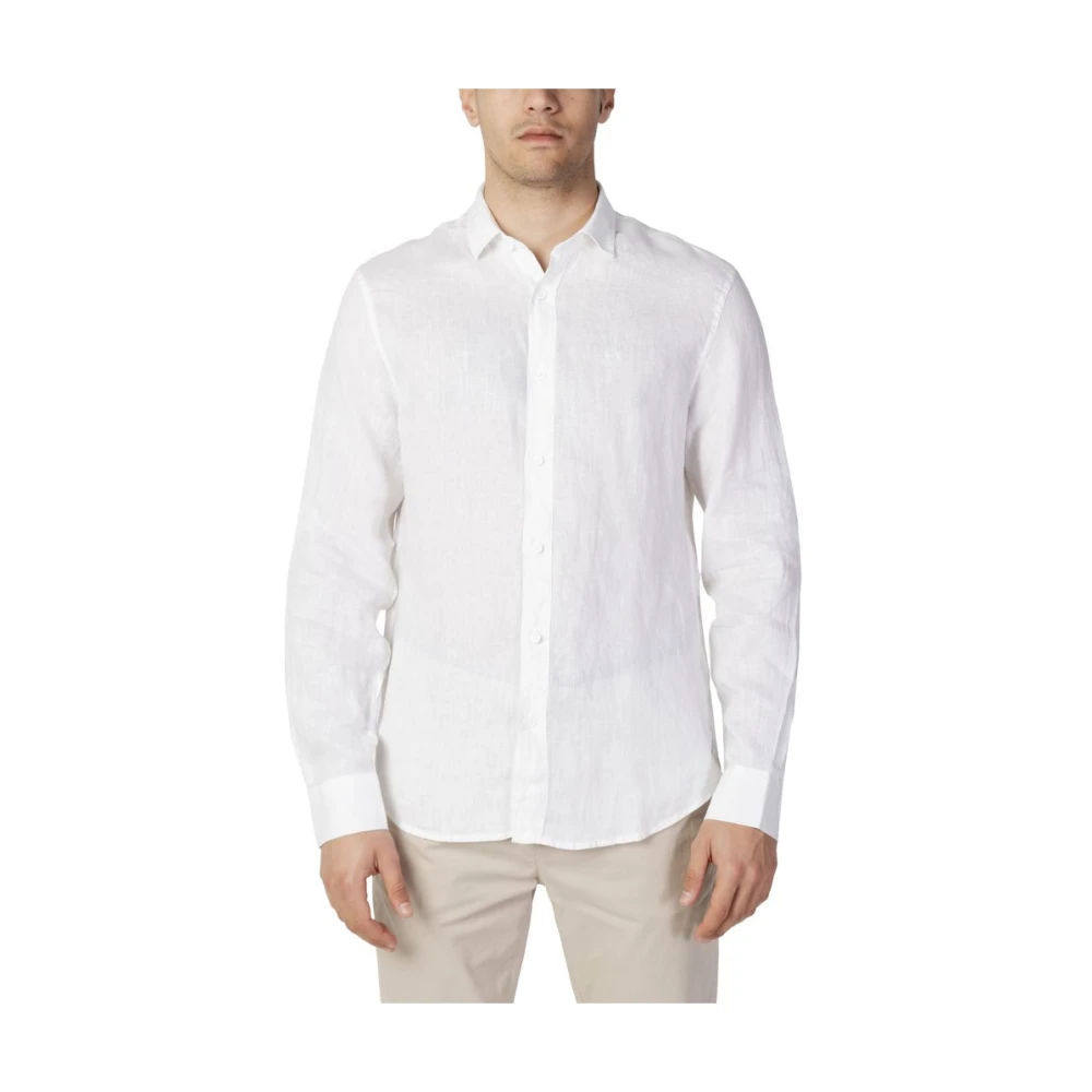 Armani Exchange Vit linneskjorta vår/sommarkollektion White, Herr