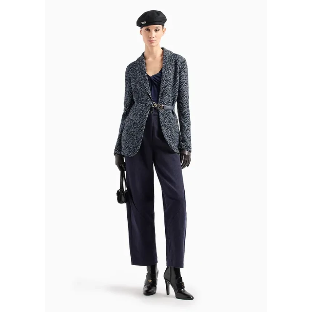 Giorgio Armani Blauwe V-hals Torchon Sweater Blue Dames