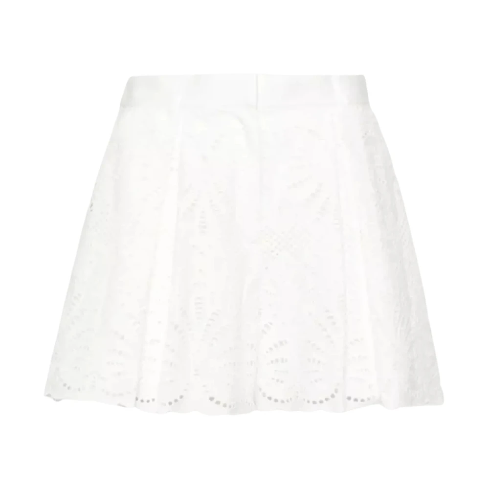 Self Portrait Witte Kant Shorts Hoge Taille White Dames