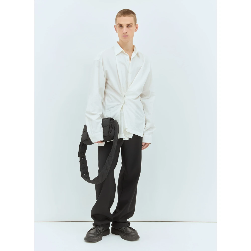Dries Van Noten Veiligheidsspeld Versierde Katoenen Overhemd White Heren