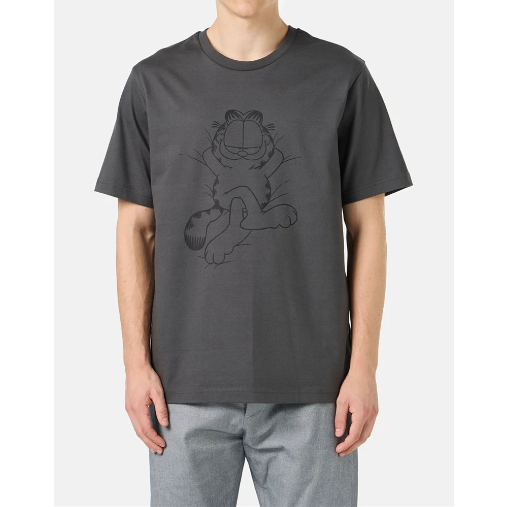 Iceberg Grijze katoenen jersey T-shirt met Lazy Garfield print Gray Heren