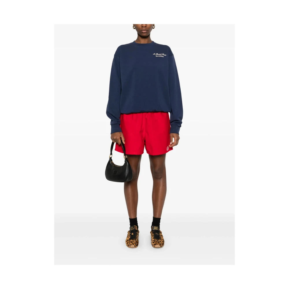 Sporty & Rich Navy Blue Logo Print Sweater Blue Dames